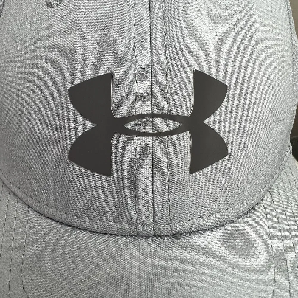 Under Armour Youth S/M‎ Hat Headline Stretch Fitted Grey Cap Back Spell Out